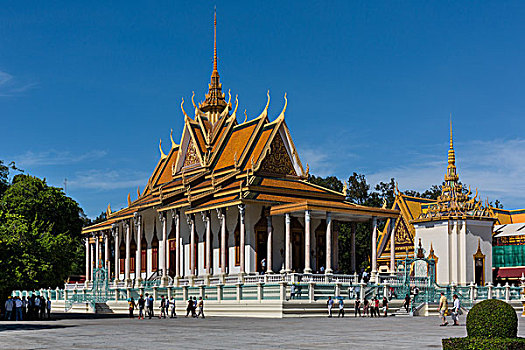 银,塔,寺院,皇宫,玉佛寺,金边,柬埔寨,亚洲