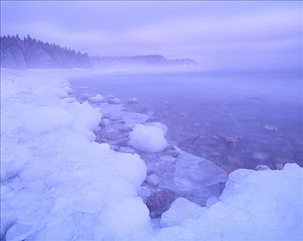 乔治亚湾,冬天,布鲁斯半岛国家公园,安大略省,加拿大