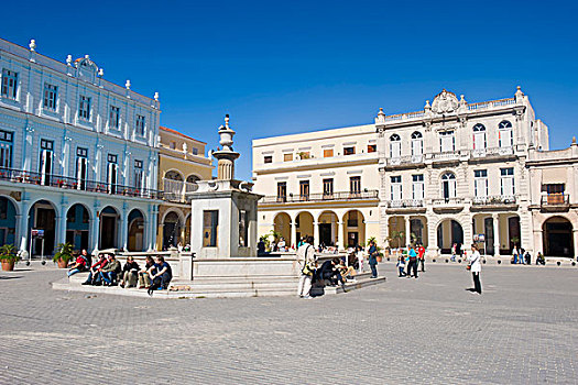 韦佳广场,殖民地,房子,老哈瓦那,世界遗产,古巴