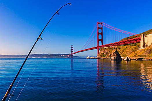 旧金山,金门大桥,鱼竿,加利福尼亚