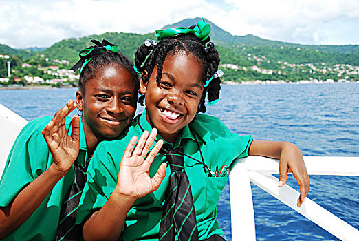 dominica,roseau,schoolchildren,excited,in,the,boat,during,unicef,-,environmental,network,whalewatching