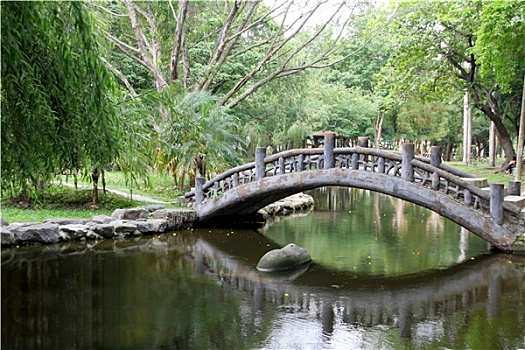 拱形,桥,亚洲,花园