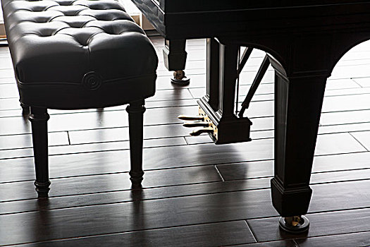 大钢琴,脚,踏板,长椅,地面