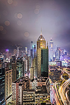 城市,公路,夜晚,香港,中国