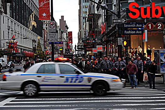 街道,场景,警察,新,约克,第7大道,时尚大道,曼哈顿中城,纽约,美国,北美