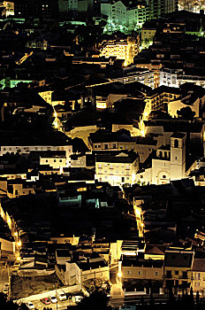 夜晚,风景,圣徒,城堡,安达卢西亚,西班牙,欧洲