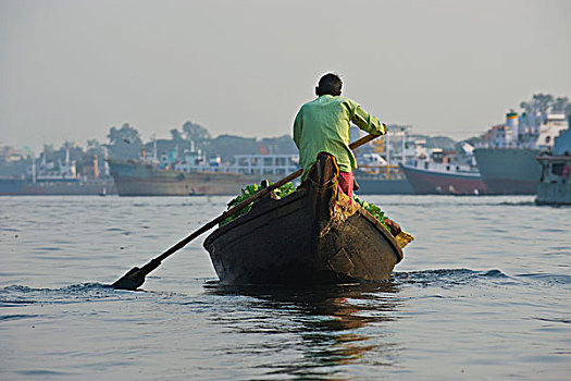 划艇,忙碌,港口,达卡,孟加拉,亚洲
