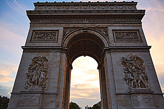 拱形,巴黎,凯旋门,日落,法国
