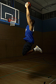 篮球手,跳跃,篮筐