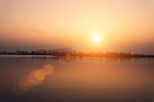 风景,湖,日落