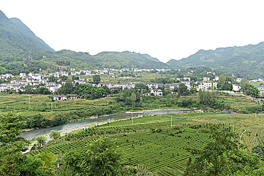 湖北恩施州麂子渡村风景区民居风光