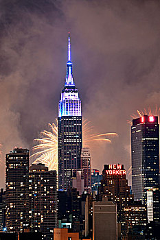 纽约,帝国大厦,烟花,七月,曼哈顿,人口,城市,美国