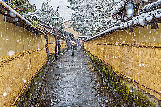 武士,住宅,场所,雪,石川