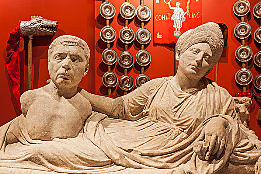 英格兰,泰恩-威尔,罗马,场所,博物馆,展示,丧葬,纪念建筑,雕塑,夫妻