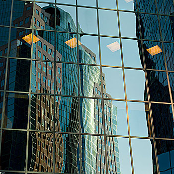 反射,摩天大楼,玻璃,建筑,金色,英里,蒙特利尔,魁北克,加拿大