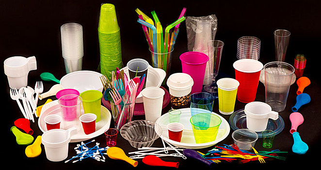 一次性用品,餐具,塑料制品,塑料餐具,塑料杯,垃圾,不同,彩色,尺寸