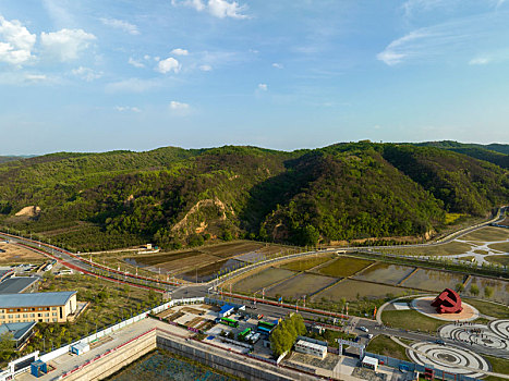 陕西省延安市南泥湾航拍图片