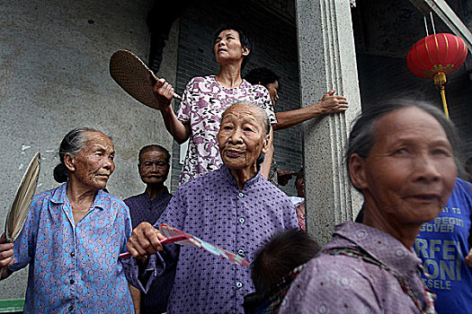 老太太,享受,传统,舞龙,文化,节目,中国,十月,2009年