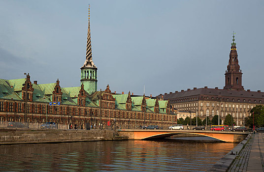 风景,宫殿,上方,水道,哥本哈根