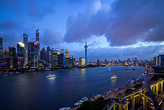 上海陆家嘴城市风光夜景