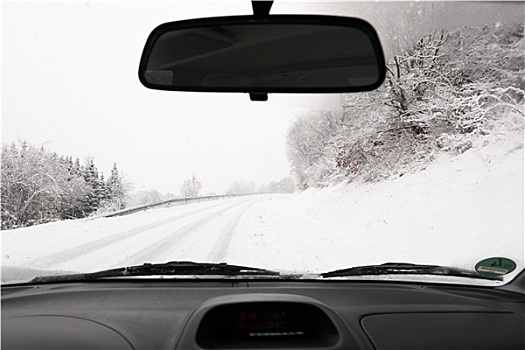 驾驶,汽车,雪,乡间小路,冬天