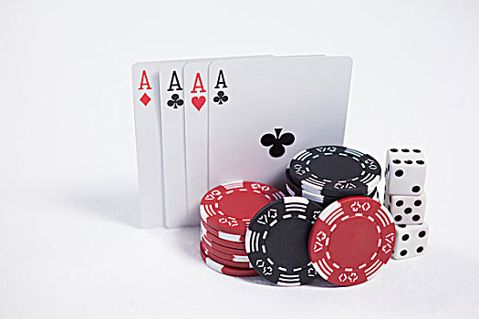 纸牌,骰子,赌场,筹码,白色背景,背景,放置