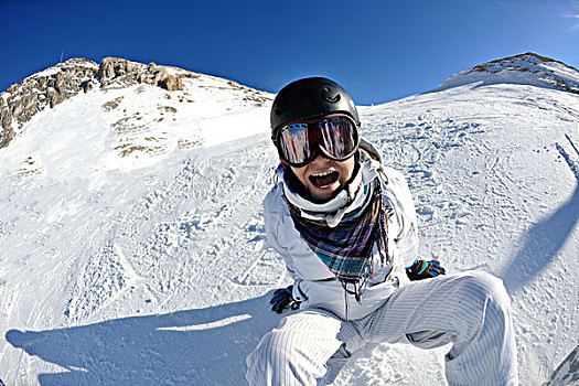 冬天,女人,滑雪,运动,有趣,旅行,滑雪板