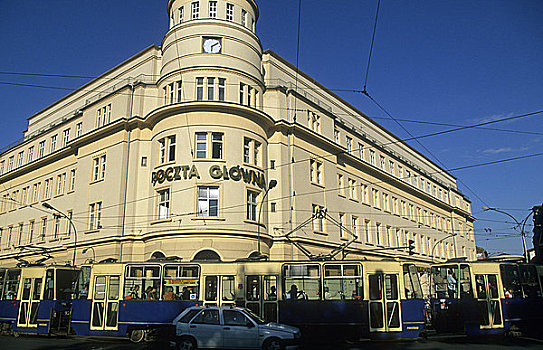 东欧,波兰,克拉科夫,有轨电车,市中心