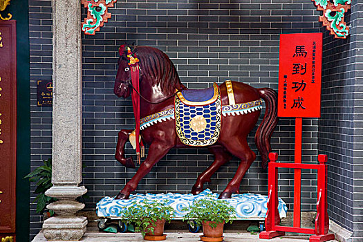 雕塑,马,庙宇,香港