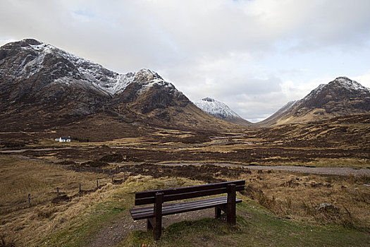 长椅,山,叩依谷,高地地区,苏格兰