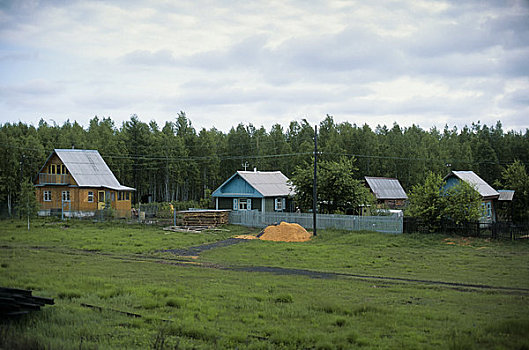 俄罗斯,西伯利亚,靠近,木屋