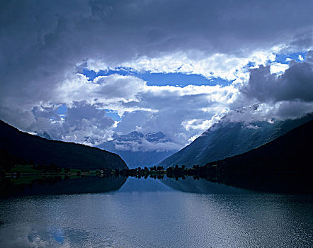 湖,靠近,挪威,斯堪的纳维亚,欧洲