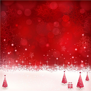 红色,圣诞节,背景,雪花,星,圣诞树