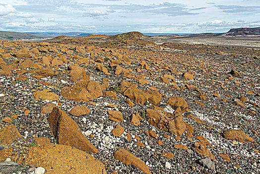 冰岛,火山岩,荒芜,彩色