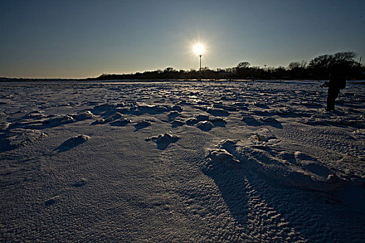 北戴河,大雪,雪后,海滨,浅水湾,对比,鲜艳,吸引,洁白,冬季,寒冷