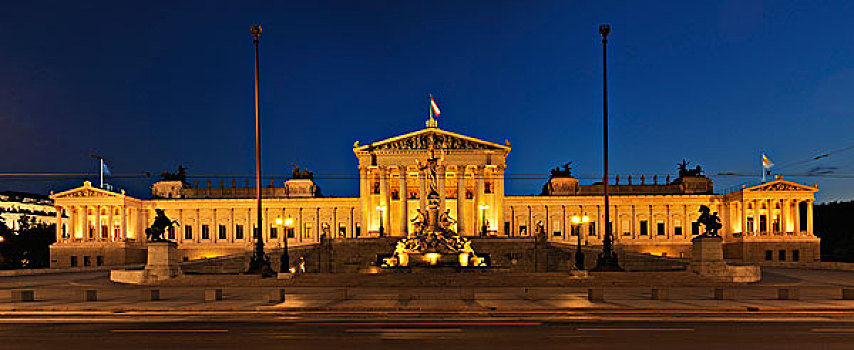 奥地利,议会,雕塑,维也纳,光亮,黄昏