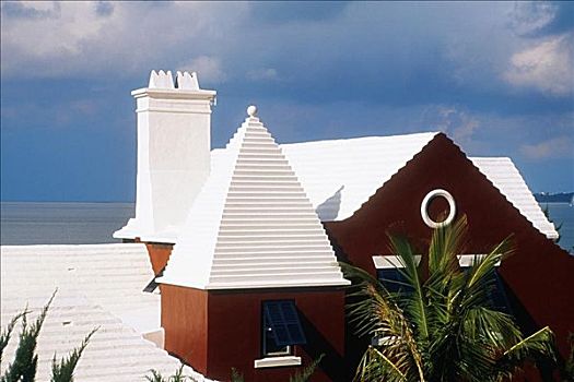 侧面,建筑,白色,屋顶,百慕大