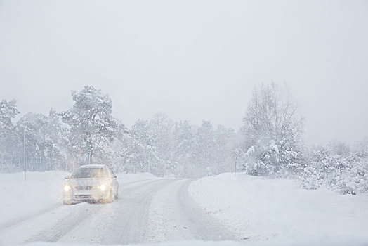 汽车,冬天,道路