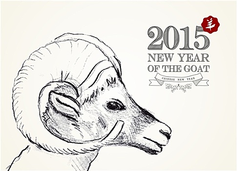 新年,山羊,旧式,卡片