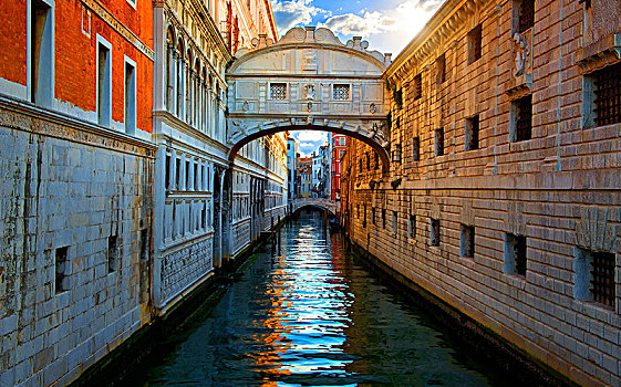 叹息桥,威尼斯,日出,意大利