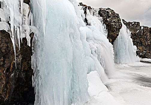 瀑布,斯奈山半岛,冬天,冰岛,大幅,尺寸