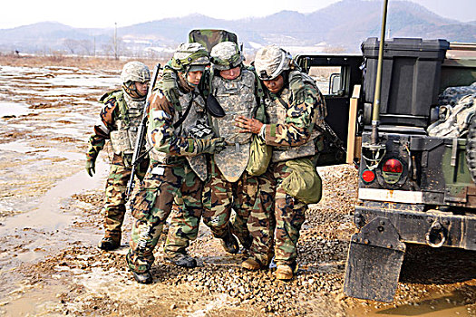 军人,医疗,疏散,培训,韩国