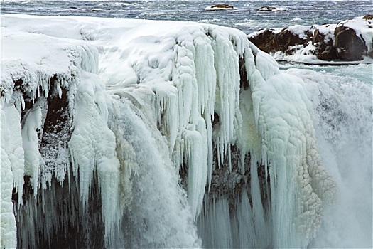 特写,冰瀑,神灵瀑布,冰岛