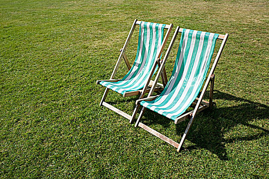 英格兰,伦敦,海德公园,两个,折叠躺椅