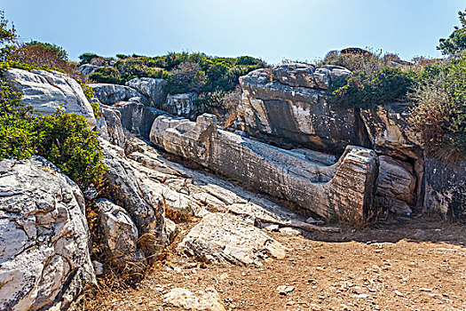 古老,大理石,采石场,雕塑,纳克索斯岛,希腊