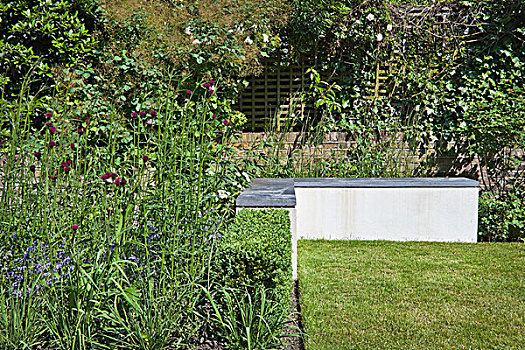 水泥,长椅,上面,花园,伦敦
