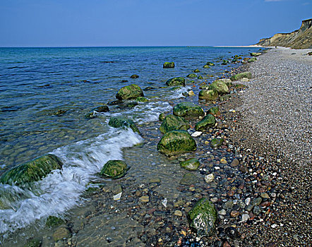 岩石,海滩,靠近,阿伦斯霍普,梅克伦堡前波莫瑞州,波罗的海,德国,欧洲