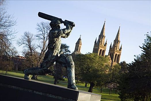 澳大利亚,澳洲南部,阿德莱德市,雕塑,大教堂,背景