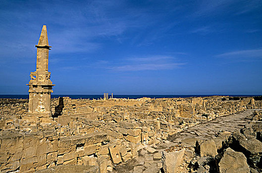 利比亚,地区,萨布拉塔,遗址,陵墓,约会,背影,公元前2世纪