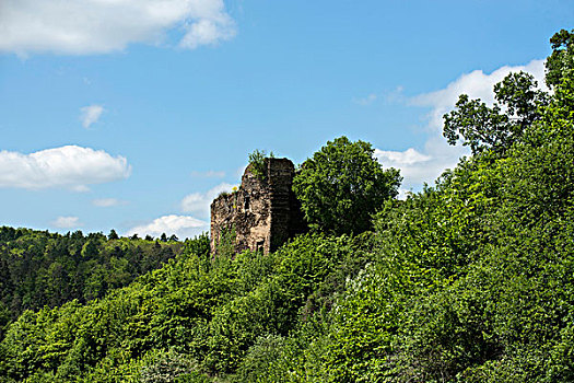 遗址,城堡,高处,莱茵兰普法尔茨州,德国,欧洲